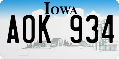 IA license plate AOK934