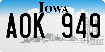 IA license plate AOK949
