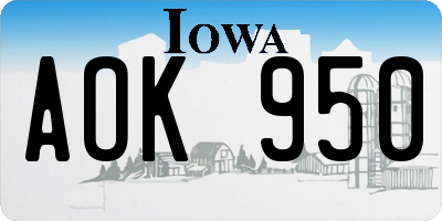 IA license plate AOK950