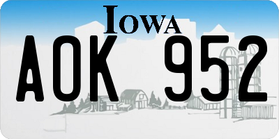 IA license plate AOK952