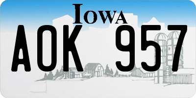 IA license plate AOK957