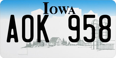 IA license plate AOK958