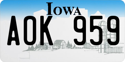 IA license plate AOK959