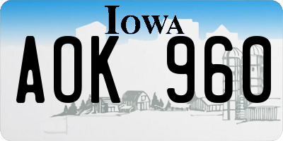 IA license plate AOK960