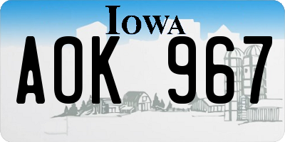 IA license plate AOK967