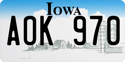 IA license plate AOK970