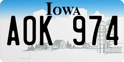 IA license plate AOK974