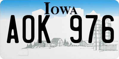 IA license plate AOK976