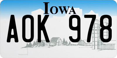 IA license plate AOK978