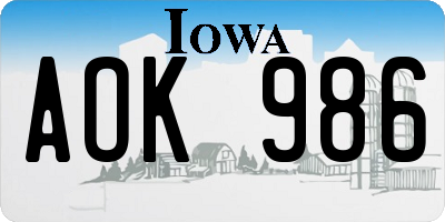 IA license plate AOK986