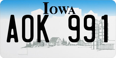 IA license plate AOK991