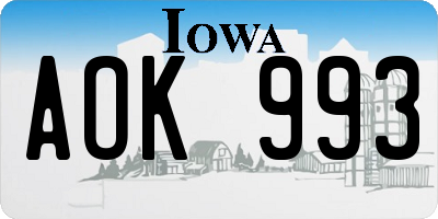 IA license plate AOK993