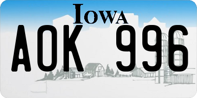 IA license plate AOK996