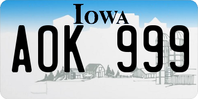 IA license plate AOK999