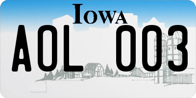 IA license plate AOL003