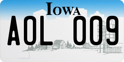 IA license plate AOL009