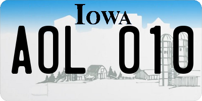 IA license plate AOL010