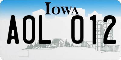 IA license plate AOL012