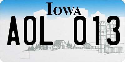IA license plate AOL013