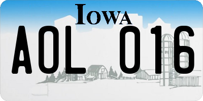 IA license plate AOL016