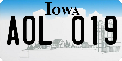 IA license plate AOL019