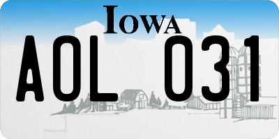 IA license plate AOL031
