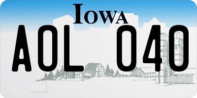 IA license plate AOL040