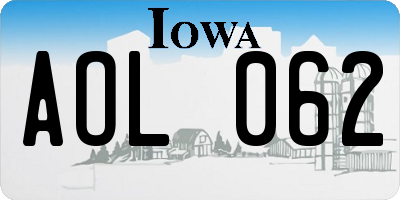 IA license plate AOL062