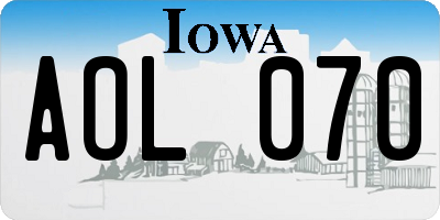 IA license plate AOL070
