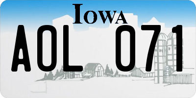 IA license plate AOL071