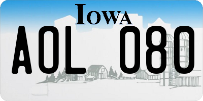IA license plate AOL080