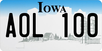 IA license plate AOL100