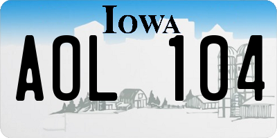 IA license plate AOL104
