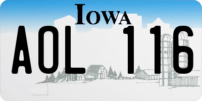 IA license plate AOL116