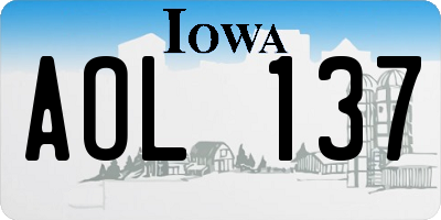 IA license plate AOL137
