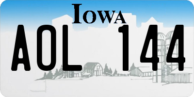 IA license plate AOL144