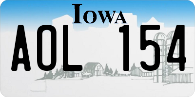IA license plate AOL154