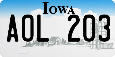 IA license plate AOL203
