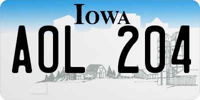 IA license plate AOL204
