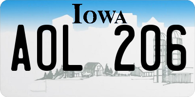 IA license plate AOL206