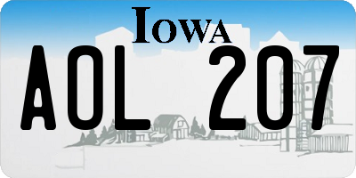 IA license plate AOL207