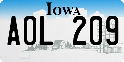 IA license plate AOL209