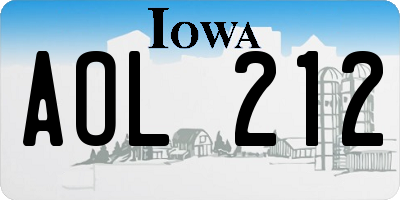 IA license plate AOL212