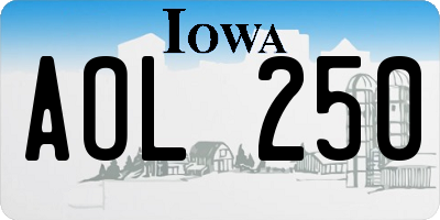IA license plate AOL250