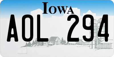 IA license plate AOL294