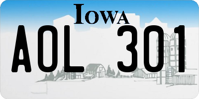 IA license plate AOL301