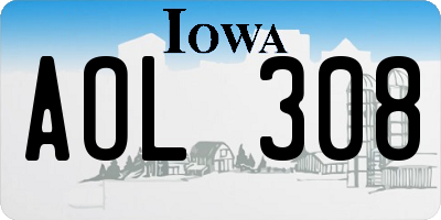 IA license plate AOL308