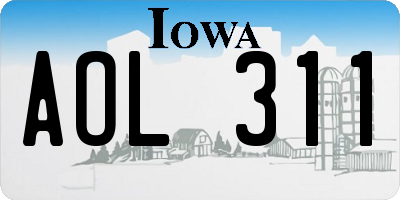 IA license plate AOL311