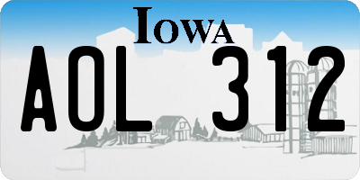 IA license plate AOL312