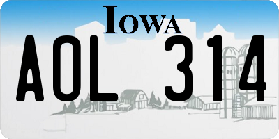 IA license plate AOL314